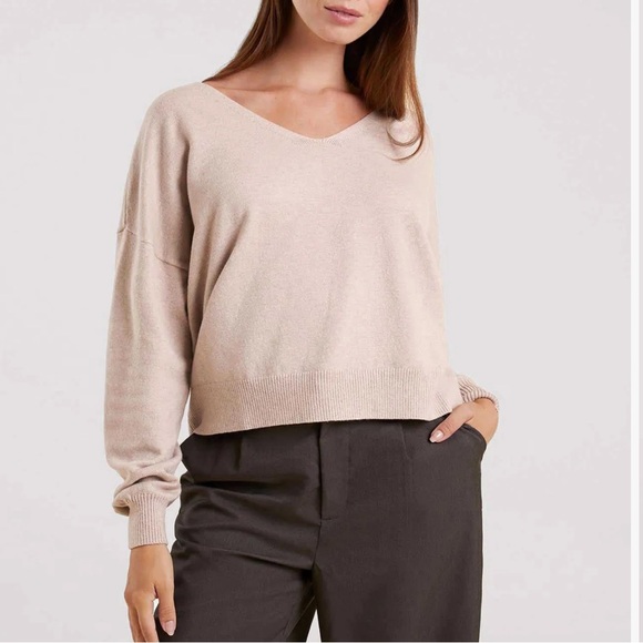 nuuds Sweaters - nuuds Women's Soft Beige V-Neck Sweater